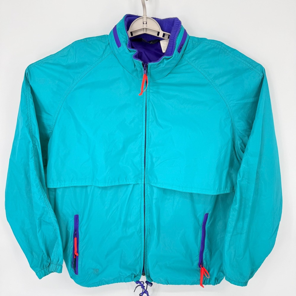 VTG Woolrich Men's Windbreaker XL Teal Purple Jacket A121 Sea Jade Packable‎ Bag - Picture 2 of 9